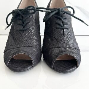 Seychelles Eternity‎ Vintage Inspired Oxford Peep Toe Heels Black Sz 7